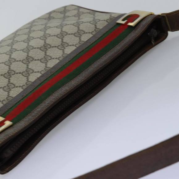 GUCCI GG Supreme Web Sherry Line Shoulder Bag PVC Beige Red Green Auth ep4578 - Picture 6 of 16